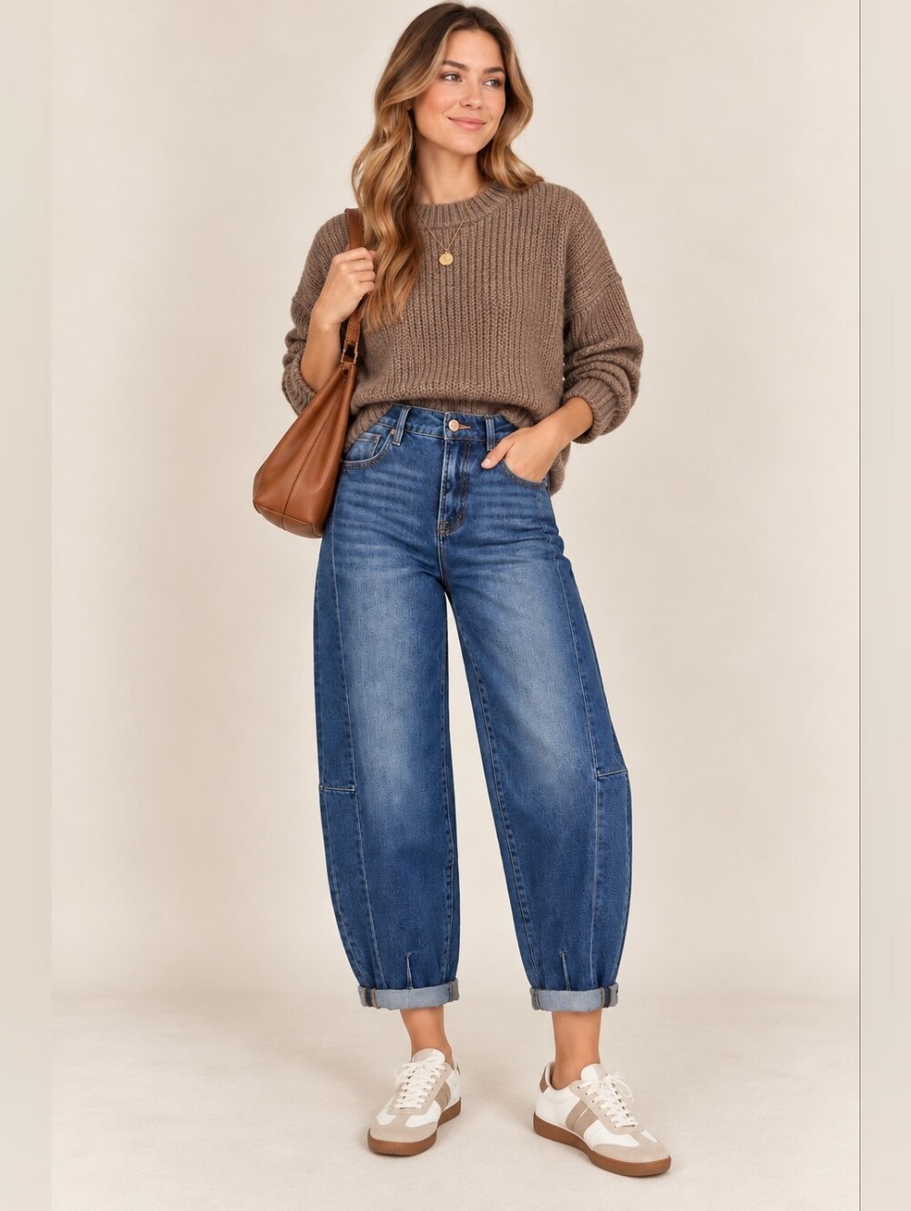 RISEN Women's Barrel Jeans Cuffed Stretch Cottagecore Collegiate Dark 1/25 NEW